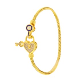 22ct Gold Heart Lock & Key Bangle (Openable)